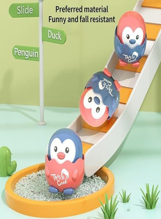 Munmoll Wind Up Animal Two-in-one Inertia Penguin Toy Car Penguin Shapes Manually Press Push Slide Cartoon Animal Toy for Kids Infant Toddler Boy Girl Multicolor (Pack of 1) - Image 3
